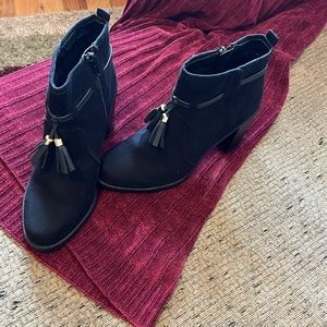 Ladies 3inch Black Tassel Ankle Boots